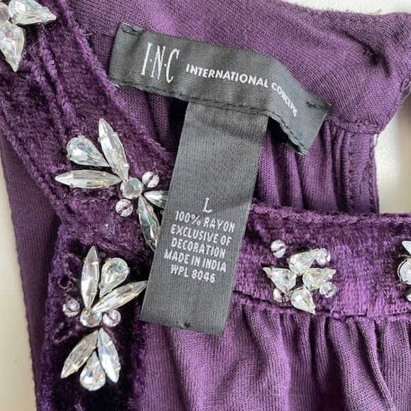 INC. Purple bare shoulder beaded top - Picture 6 of 7